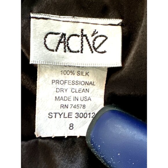 Cache Size Medium Green Jungle Print Silk Halter Dress Tropical Chic Resort Core - Picture 9 of 15